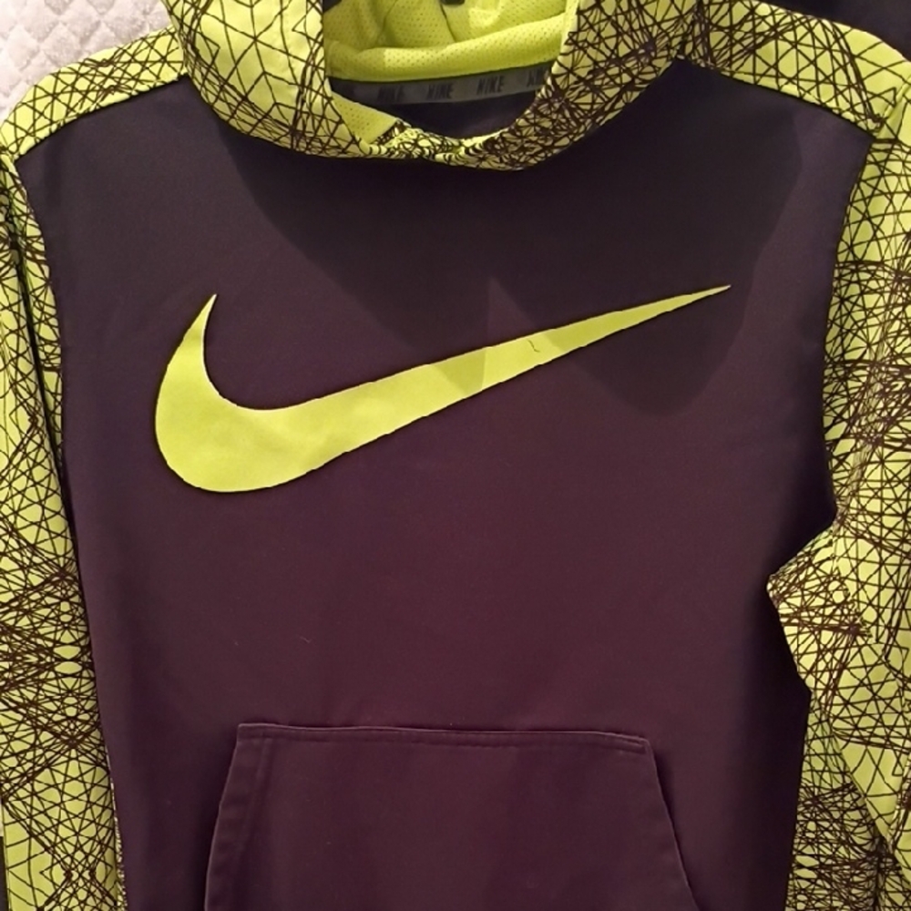 Nike Lime Green and Dark Brown Hoodie
